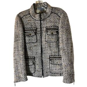 ECCOCI Wool Blend Chanel Style Zip Front 4 Front Pockets Lined Sz 10 Very Good U